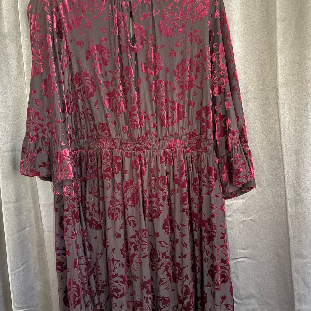 Modcloth Burgundy and Red Floral Dress